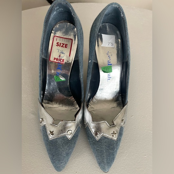 Vintage denim / silver high heels. - Picture 8 of 8